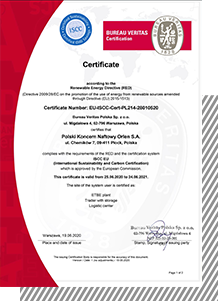PKN ORLEN_certificate ISCC_2020